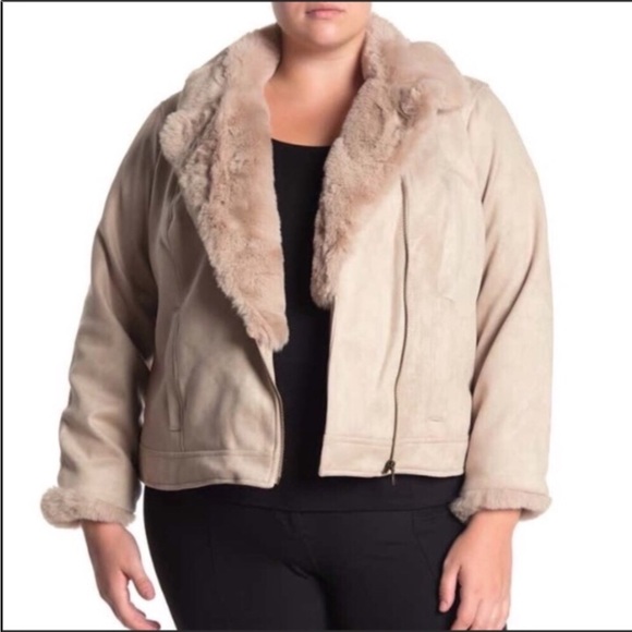 Catherine Malandrino Jackets & Blazers - Faux Fur Trimmed Moto Jacket 2X